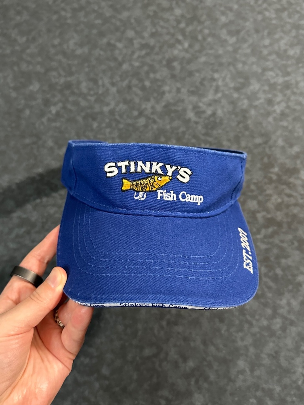 Stinky's Fish Camp Santa Rosa Beach Florida Blue Embroidered Visor